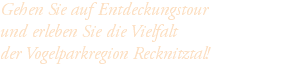 Gehen Sie auf Entdeckungstour  und erleben Sie die Vielfalt  der Vogelparkregion Recknitztal!